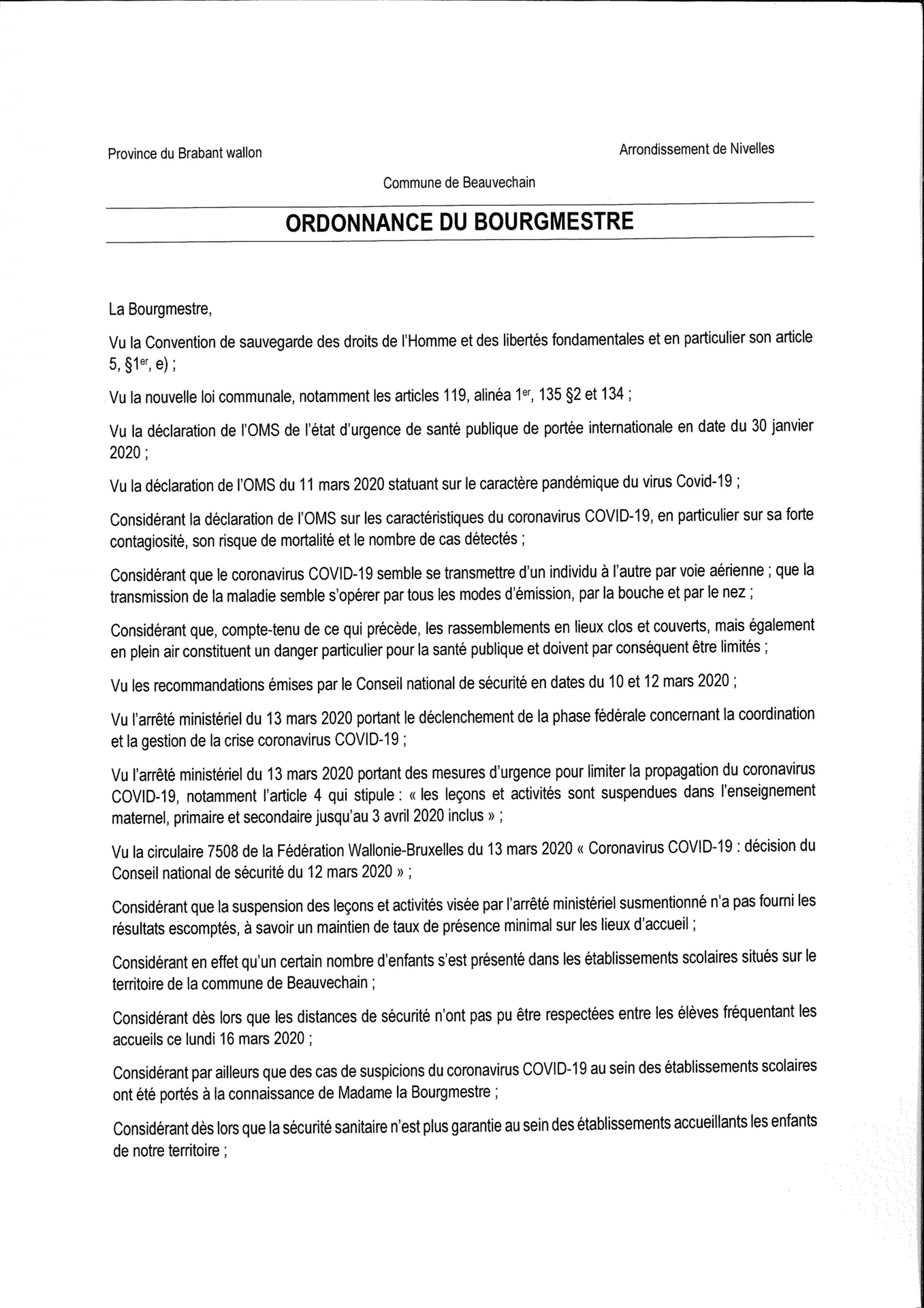 Ordonnance écoles recto