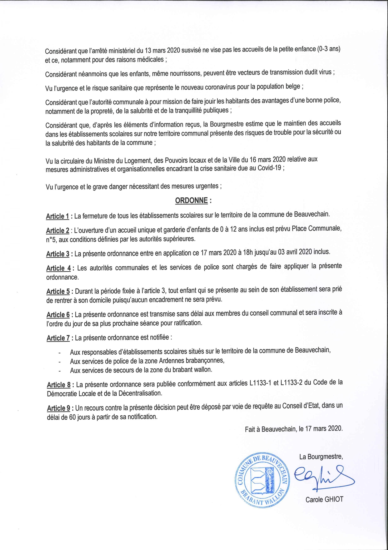 Ordonnance écoles verso